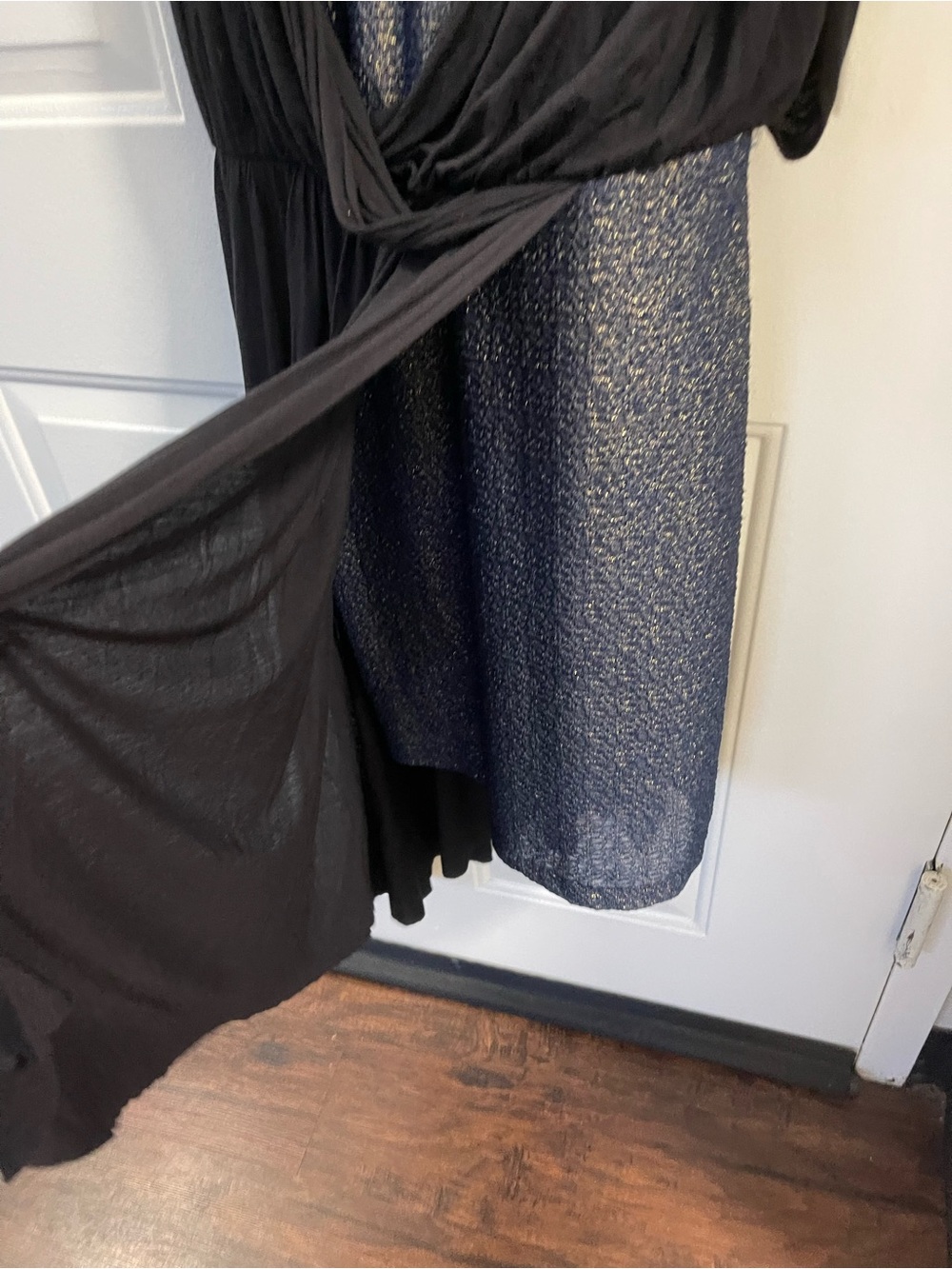 Free People Navy Blue Sleeveless Shimmer Metallic Asymmetrical Dress Small - Picture 7 of 8